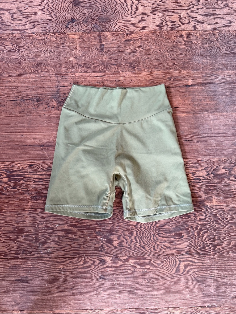 High-Waist Olive Bike Shorts with Comfortable Stretch